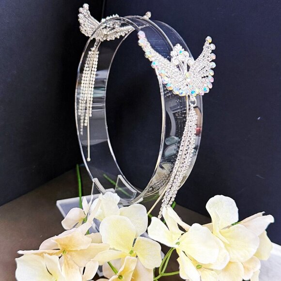 Angel Wings Headband, Hair Accessories for Girl, Goddess Headdress, Silver Crown - Picture 9 of 9